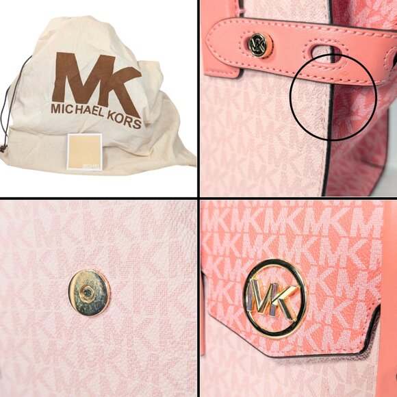 Michael Kors Carmen Sherbet Signature PVC Leather 2 Way Satchel Crossbody Purse - Picture 9 of 9